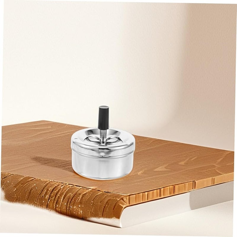 صينية معدنية للمكتب مقاومة للرياح بدون دخان قابلة للدوران للاستخدام في المنزل والمكتب والسيارة - Image 5